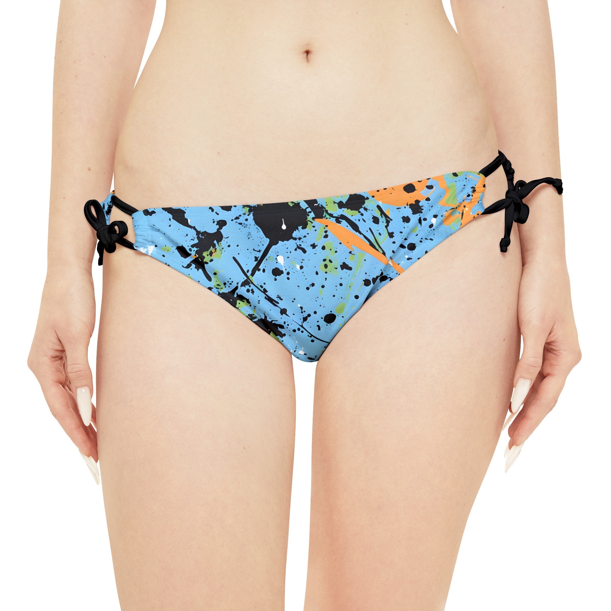 Festival Gear - All Over Prints - Women's Sky Blue Splash Strappy Bikini - Acid Daddy