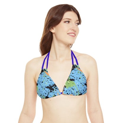 Festival Gear - All Over Prints - Women's Sky Blue Splash Strappy Bikini - Acid Daddy