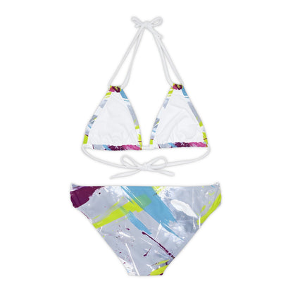 All Over Prints - Women's Sky Blue Splash Strappy Bikini - Acid Daddy