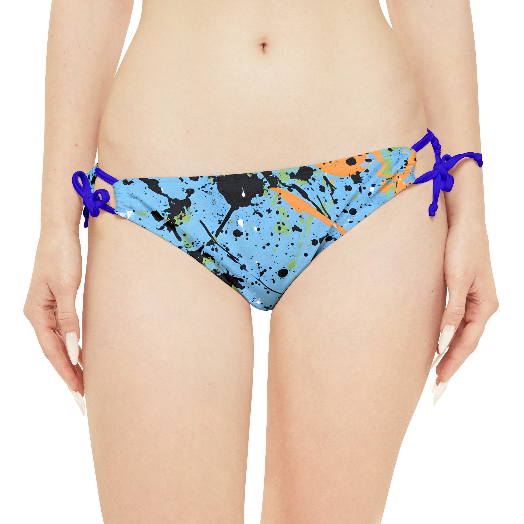 Festival Gear - All Over Prints - Women's Sky Blue Splash Strappy Bikini - Acid Daddy