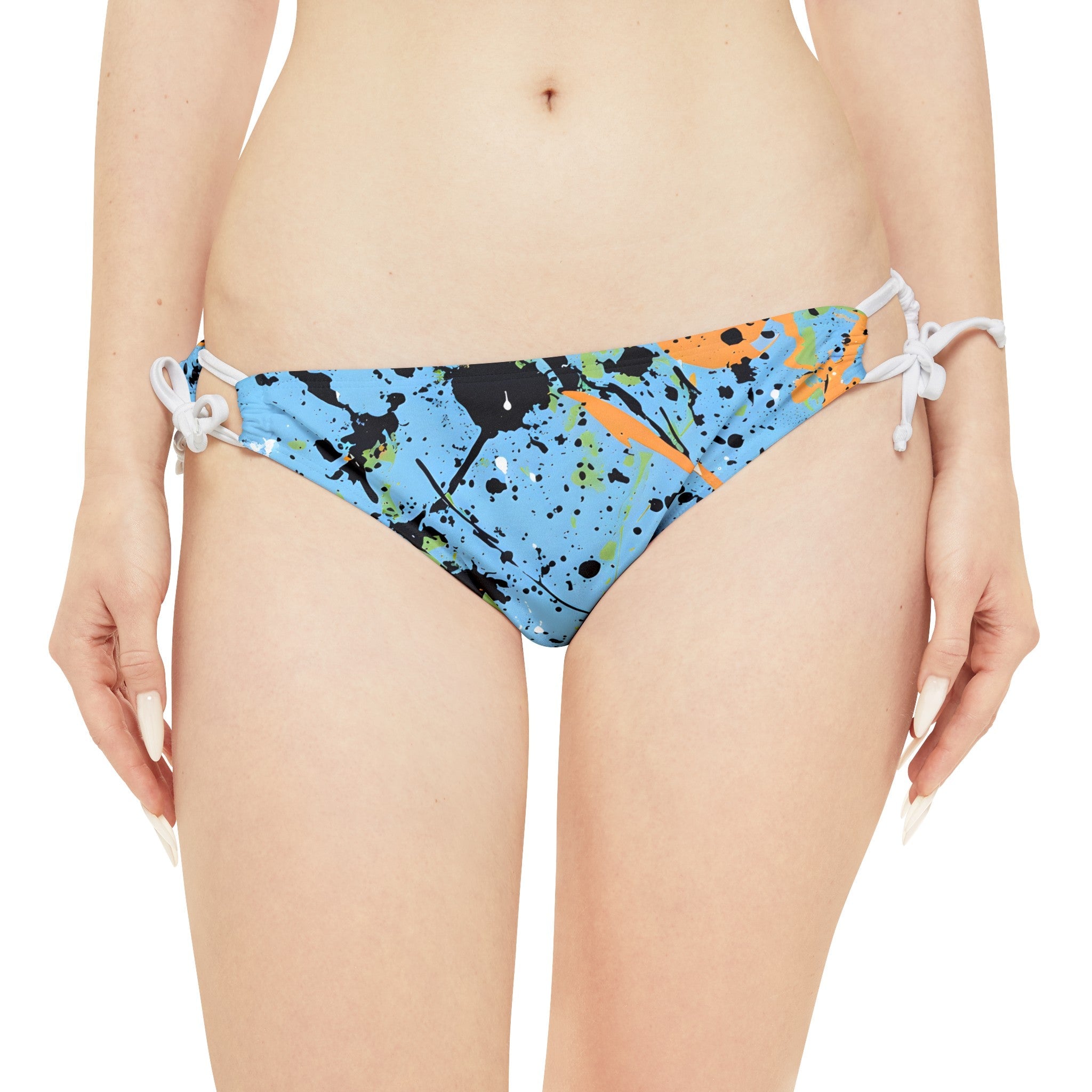 Festival Gear - All Over Prints - Women's Sky Blue Splash Strappy Bikini - Acid Daddy