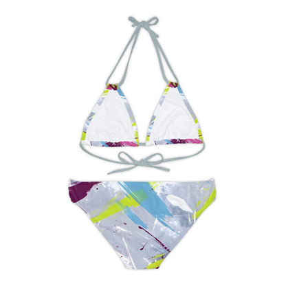 All Over Prints - Women's Sky Blue Splash Strappy Bikini - Acid Daddy