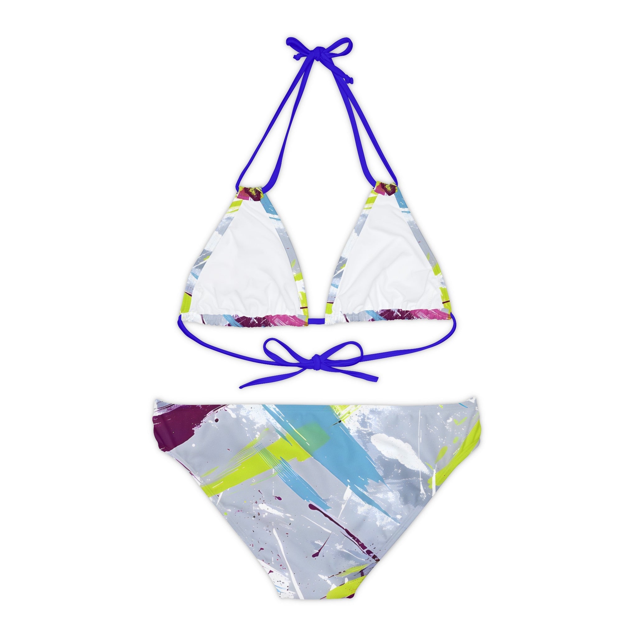 All Over Prints - Women's Sky Blue Splash Strappy Bikini - Acid Daddy