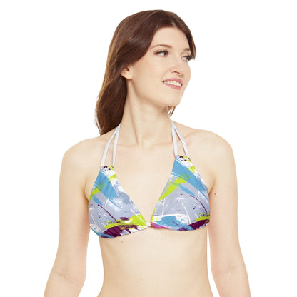 All Over Prints - Women's Sky Blue Splash Strappy Bikini - Acid Daddy