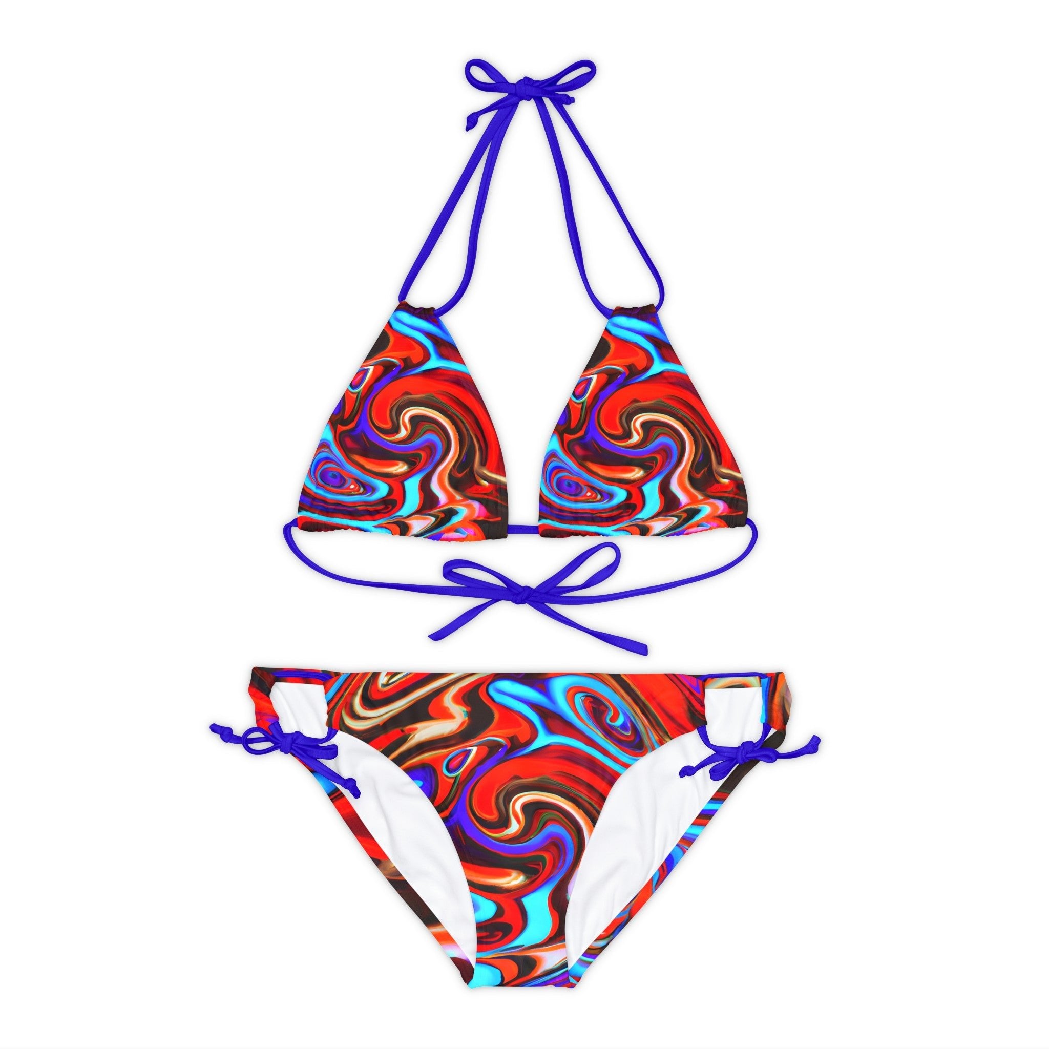 All Over Prints - Women's Trippy Swirls Strappy Bikini - Acid Daddy