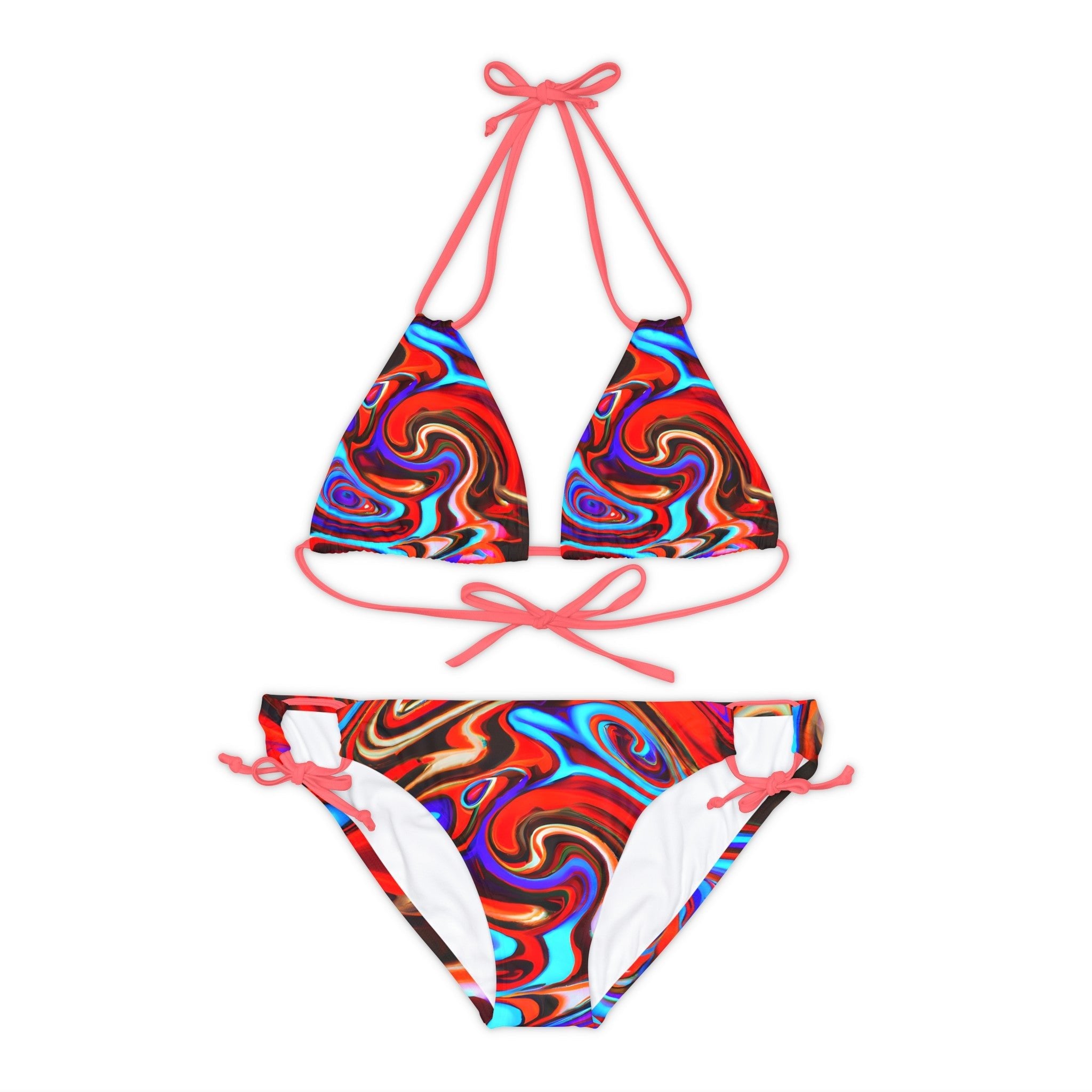 All Over Prints - Women's Trippy Swirls Strappy Bikini - Acid Daddy