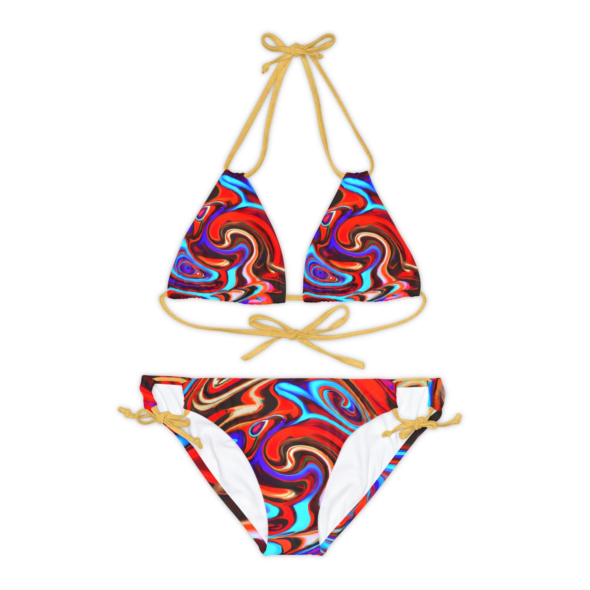 All Over Prints - Women's Trippy Swirls Strappy Bikini - Acid Daddy