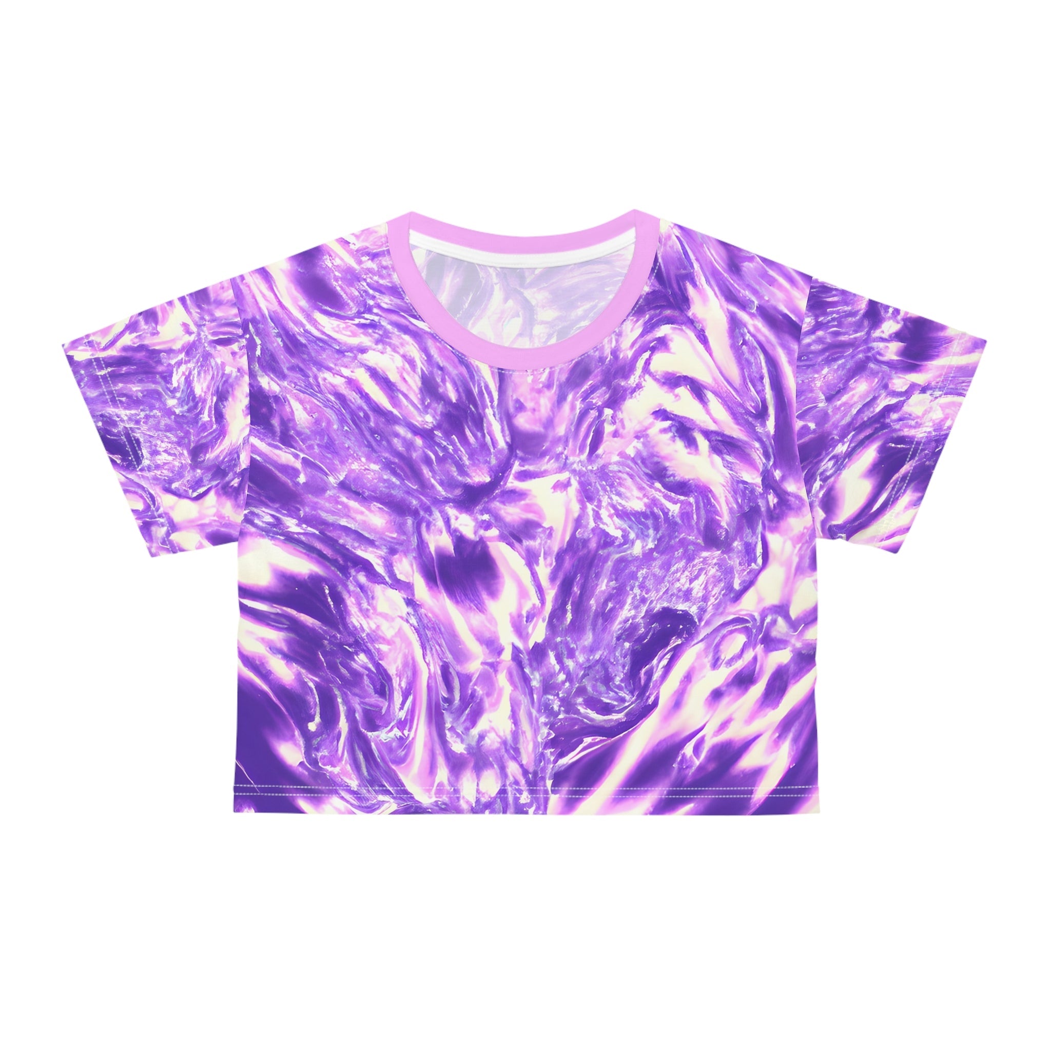 All Over Prints - Women's Vaporous Pink Lush Crop Top Tee - Acid Daddy