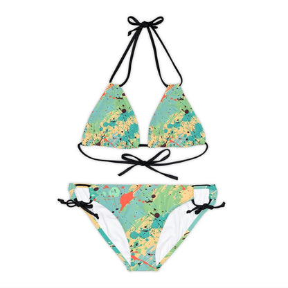 All Over Prints - Women's Vibrant Cerulean Splash Strappy Bikini - Acid Daddy