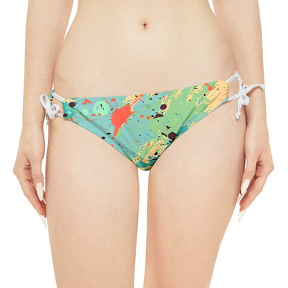 All Over Prints - Women's Vibrant Cerulean Splash Strappy Bikini - Acid Daddy