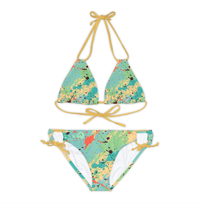 All Over Prints - Women's Vibrant Cerulean Splash Strappy Bikini - Acid Daddy