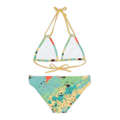 All Over Prints - Women's Vibrant Cerulean Splash Strappy Bikini - Acid Daddy