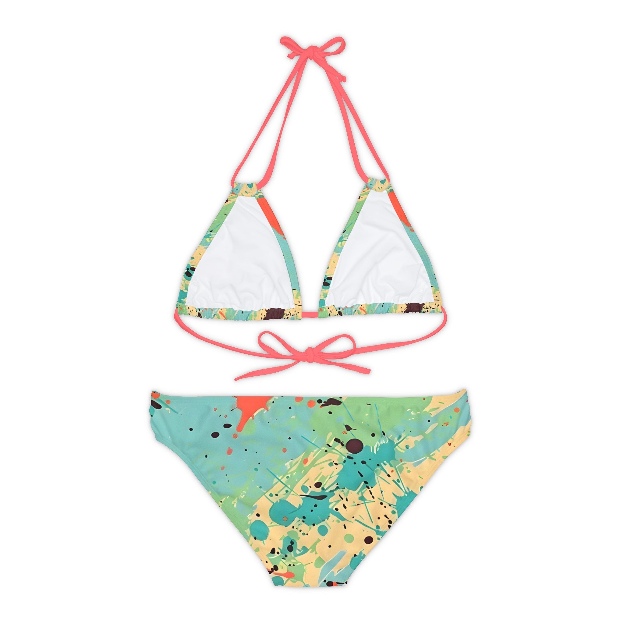 All Over Prints - Women's Vibrant Cerulean Splash Strappy Bikini - Acid Daddy