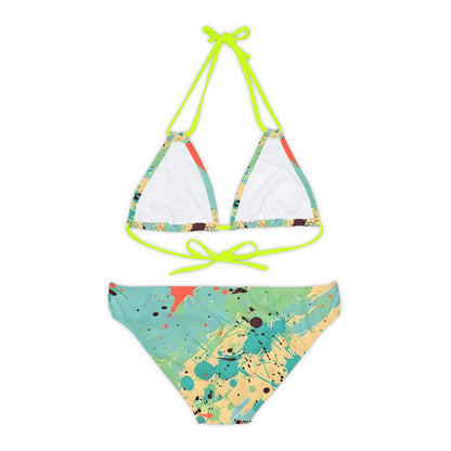 All Over Prints - Women's Vibrant Cerulean Splash Strappy Bikini - Acid Daddy