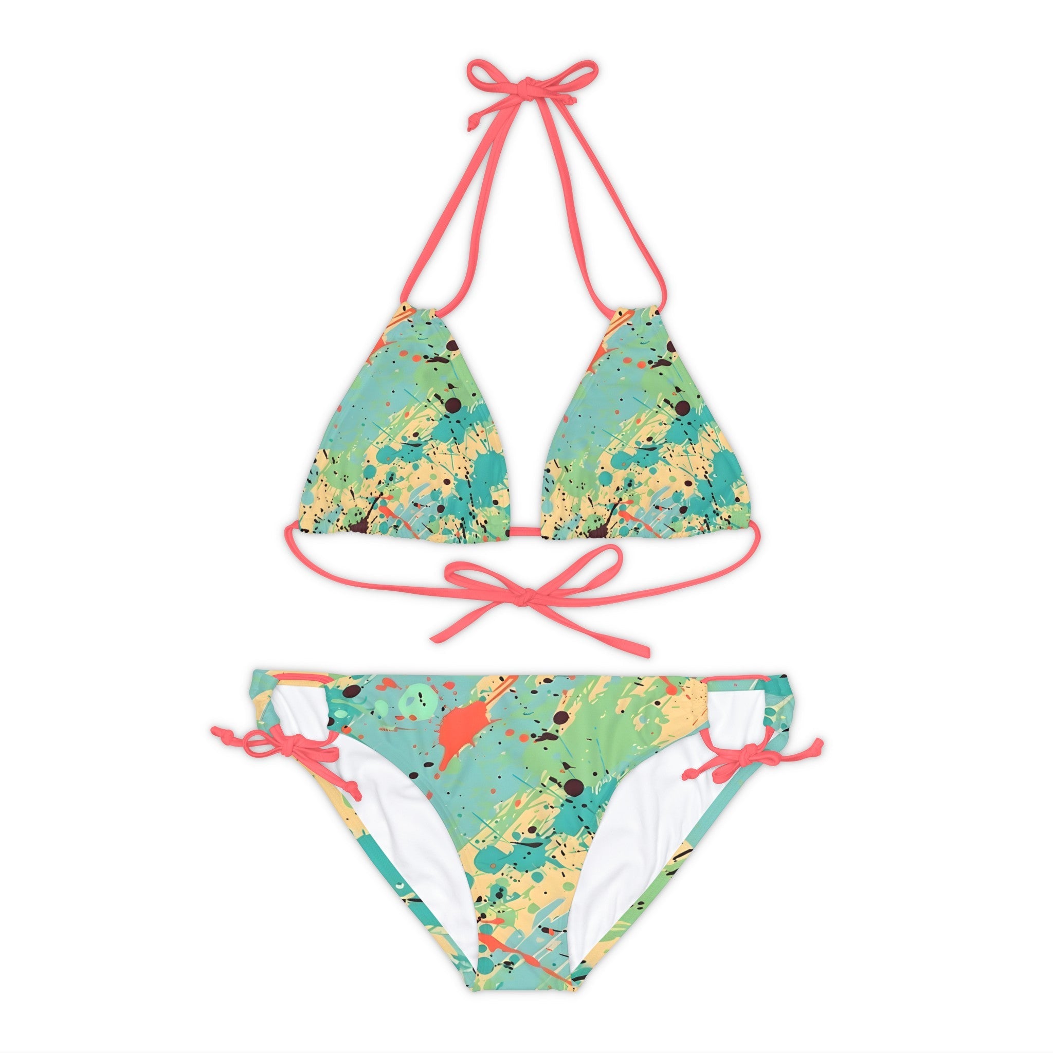 All Over Prints - Women's Vibrant Cerulean Splash Strappy Bikini - Acid Daddy