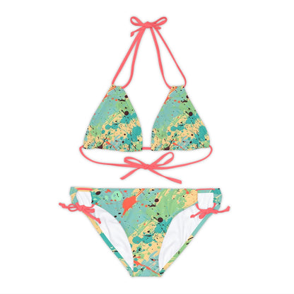 All Over Prints - Women's Vibrant Cerulean Splash Strappy Bikini - Acid Daddy