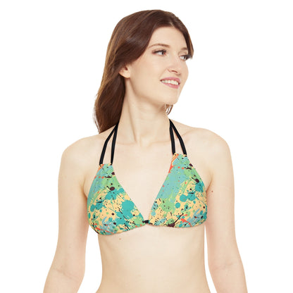 All Over Prints - Women's Vibrant Cerulean Splash Strappy Bikini - Acid Daddy