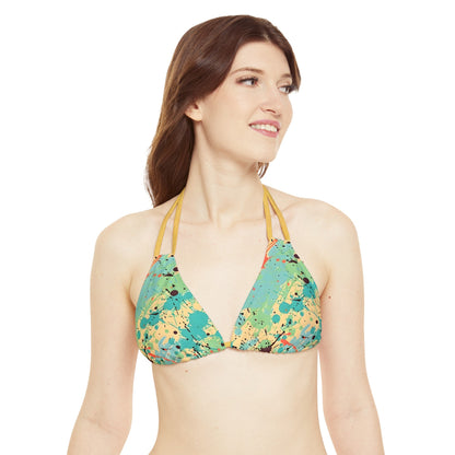 All Over Prints - Women's Vibrant Cerulean Splash Strappy Bikini - Acid Daddy