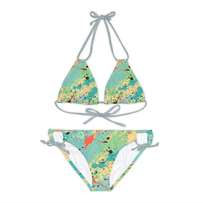 All Over Prints - Women's Vibrant Cerulean Splash Strappy Bikini - Acid Daddy