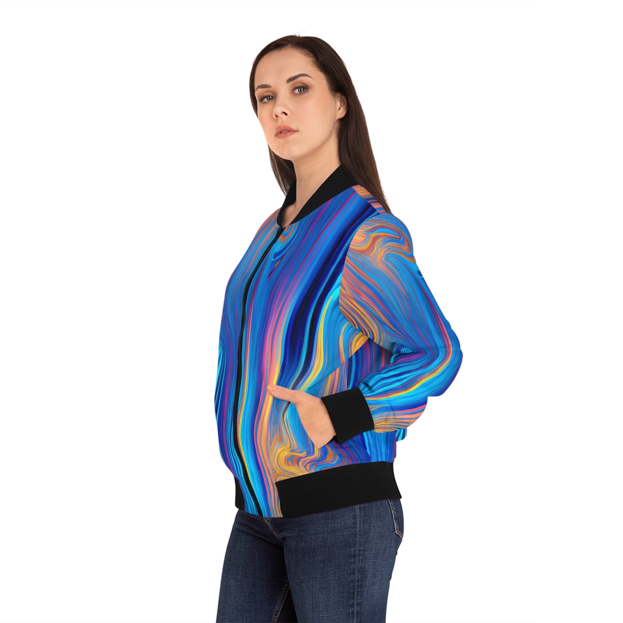 All Over Prints - Women's Wavy Bomber Jacket - Acid Daddy