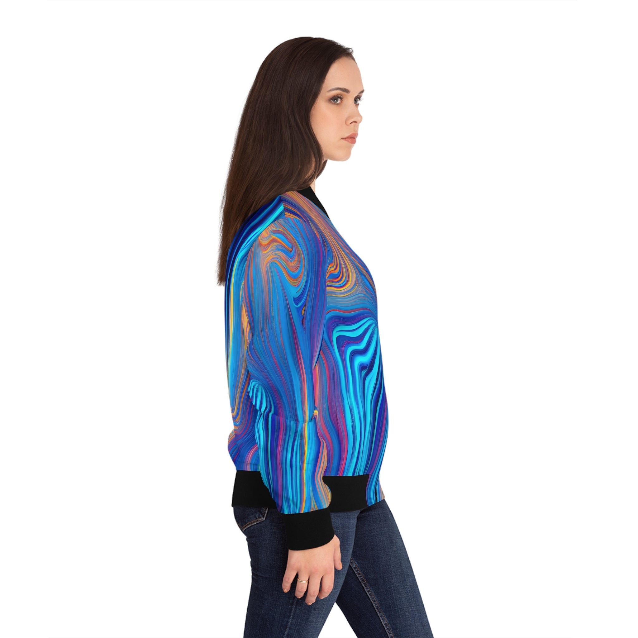 All Over Prints - Women's Wavy Bomber Jacket - Acid Daddy