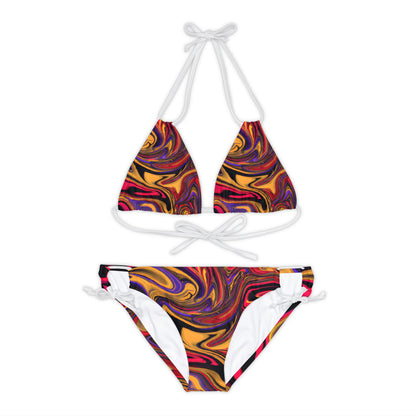 All Over Prints - Women's Whimsical Gold Strappy Bikini - Acid Daddy