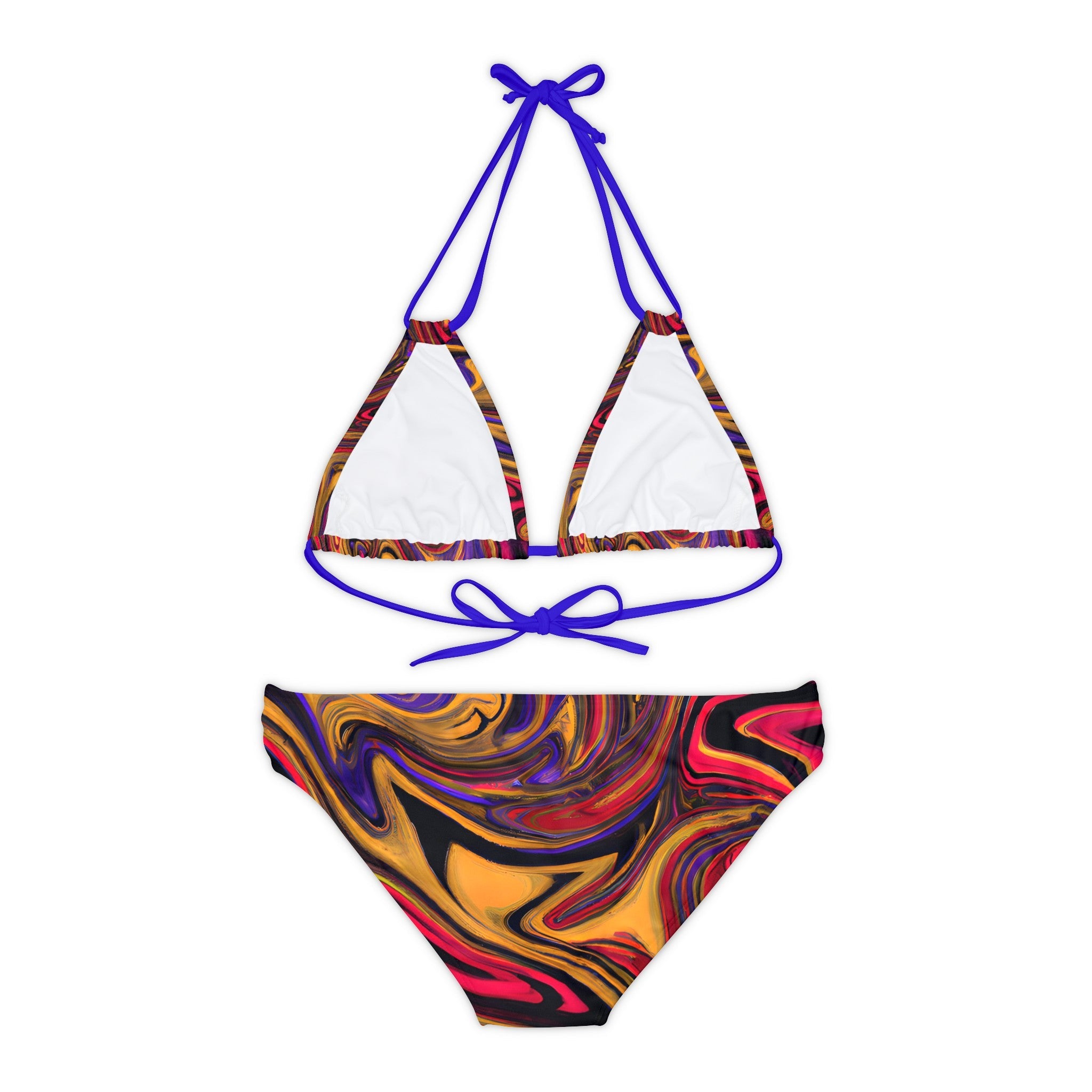 All Over Prints - Women's Whimsical Gold Strappy Bikini - Acid Daddy