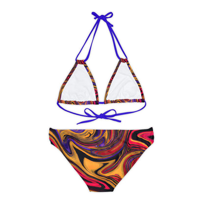 All Over Prints - Women's Whimsical Gold Strappy Bikini - Acid Daddy