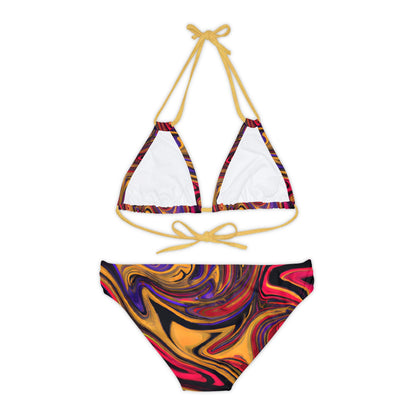 All Over Prints - Women's Whimsical Gold Strappy Bikini - Acid Daddy