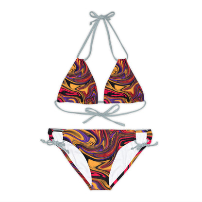 All Over Prints - Women's Whimsical Gold Strappy Bikini - Acid Daddy