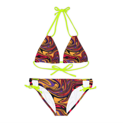 All Over Prints - Women's Whimsical Gold Strappy Bikini - Acid Daddy