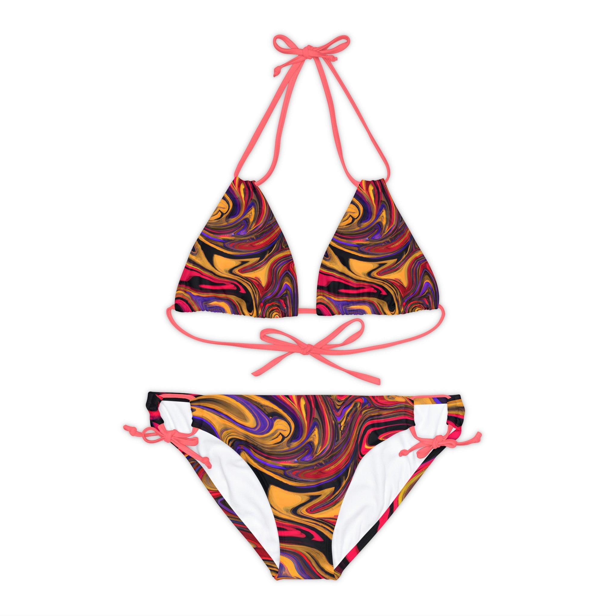 All Over Prints - Women's Whimsical Gold Strappy Bikini - Acid Daddy