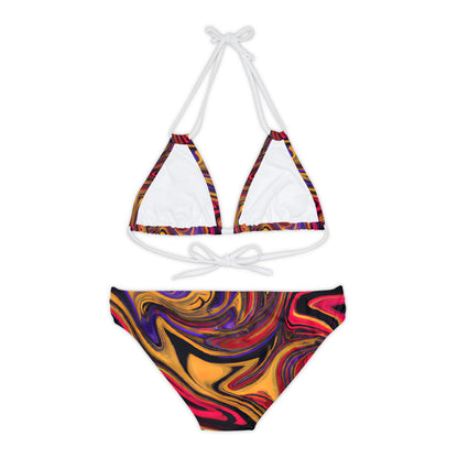 All Over Prints - Women's Whimsical Gold Strappy Bikini - Acid Daddy