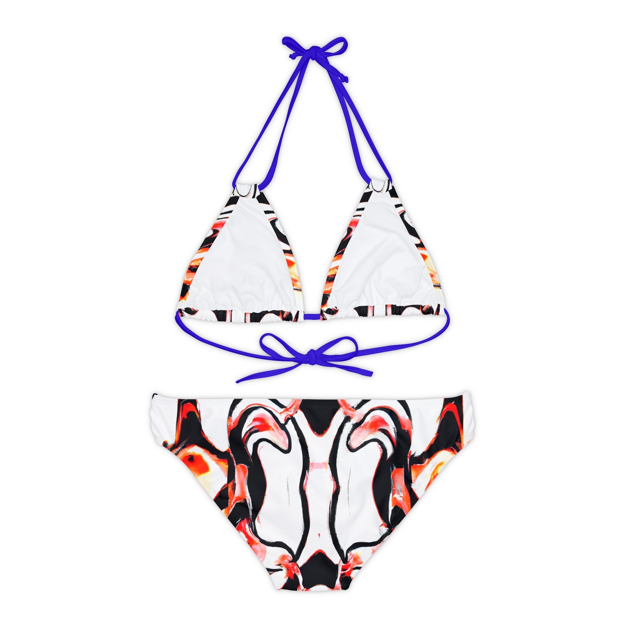 Festival Gear - All Over Prints - Women's White Tiger Strappy Bikini - Acid Daddy