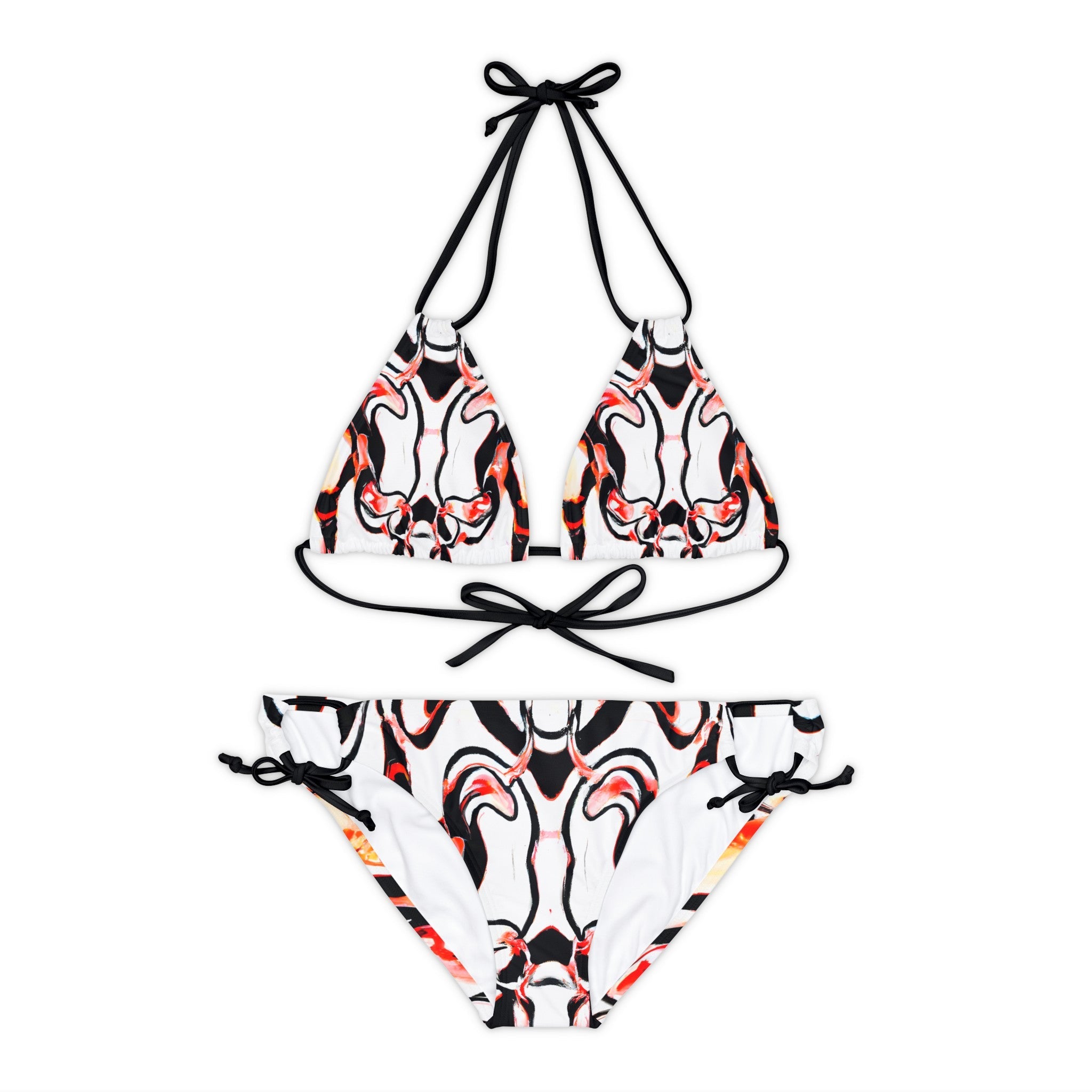 Festival Gear - All Over Prints - Women's White Tiger Strappy Bikini - Acid Daddy