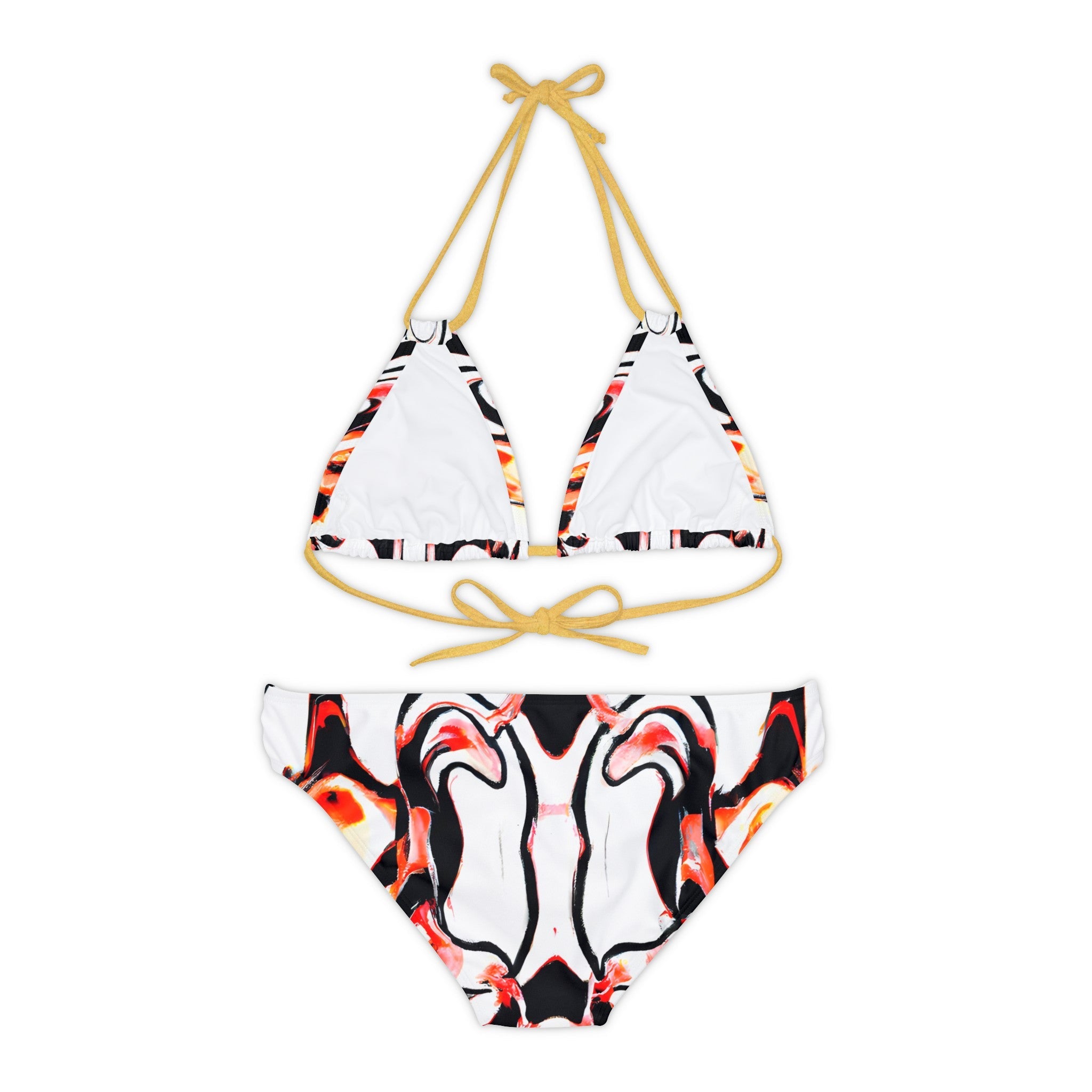 Festival Gear - All Over Prints - Women's White Tiger Strappy Bikini - Acid Daddy