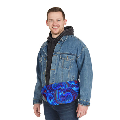 Fanny Packs - Vibrant Vortex Blue Rave Festival Fanny Pack (Large) - Acid Daddy