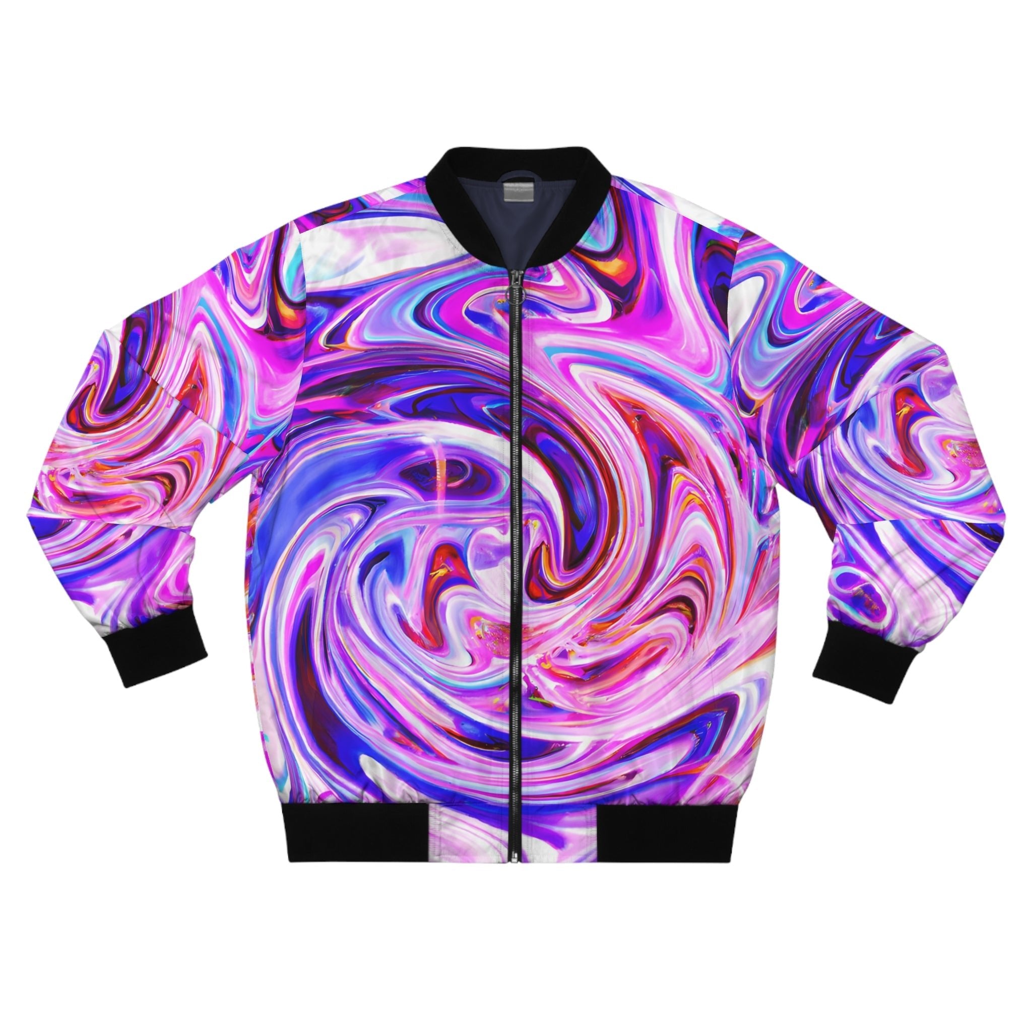 Bomber Jackets - Men's Psychedelic Purple Swirl Bomber Jacket - Acid Daddy