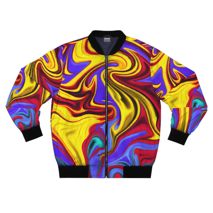 Bomber Jackets - Men's Trippy Yellow Swirl Bomber Jacket - Acid Daddy