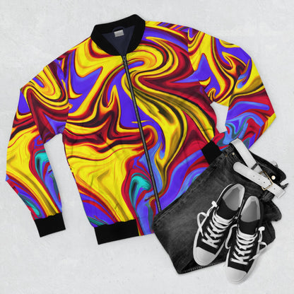 Bomber Jackets - Men's Trippy Yellow Swirl Bomber Jacket - Acid Daddy