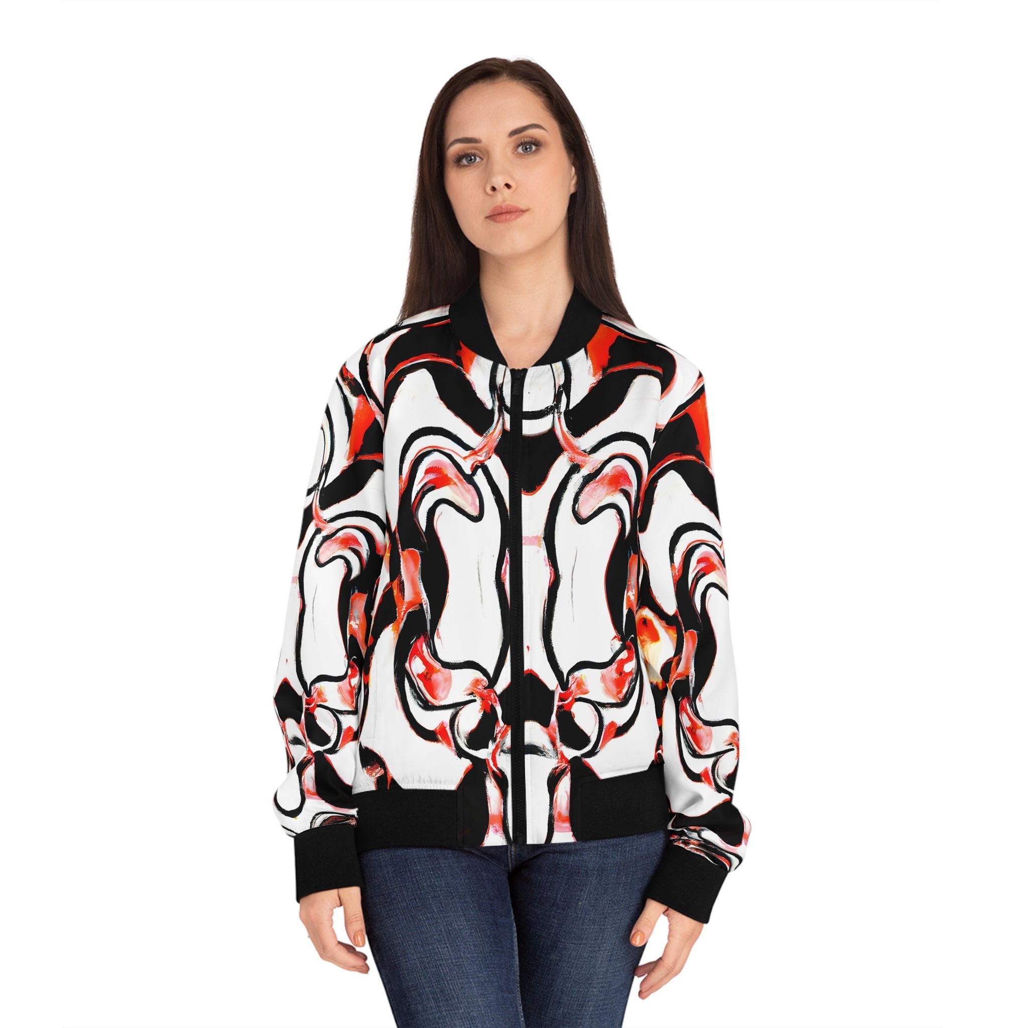 All Over Prints - Women's Crimson Rage Bomber Jacket - Acid Daddy