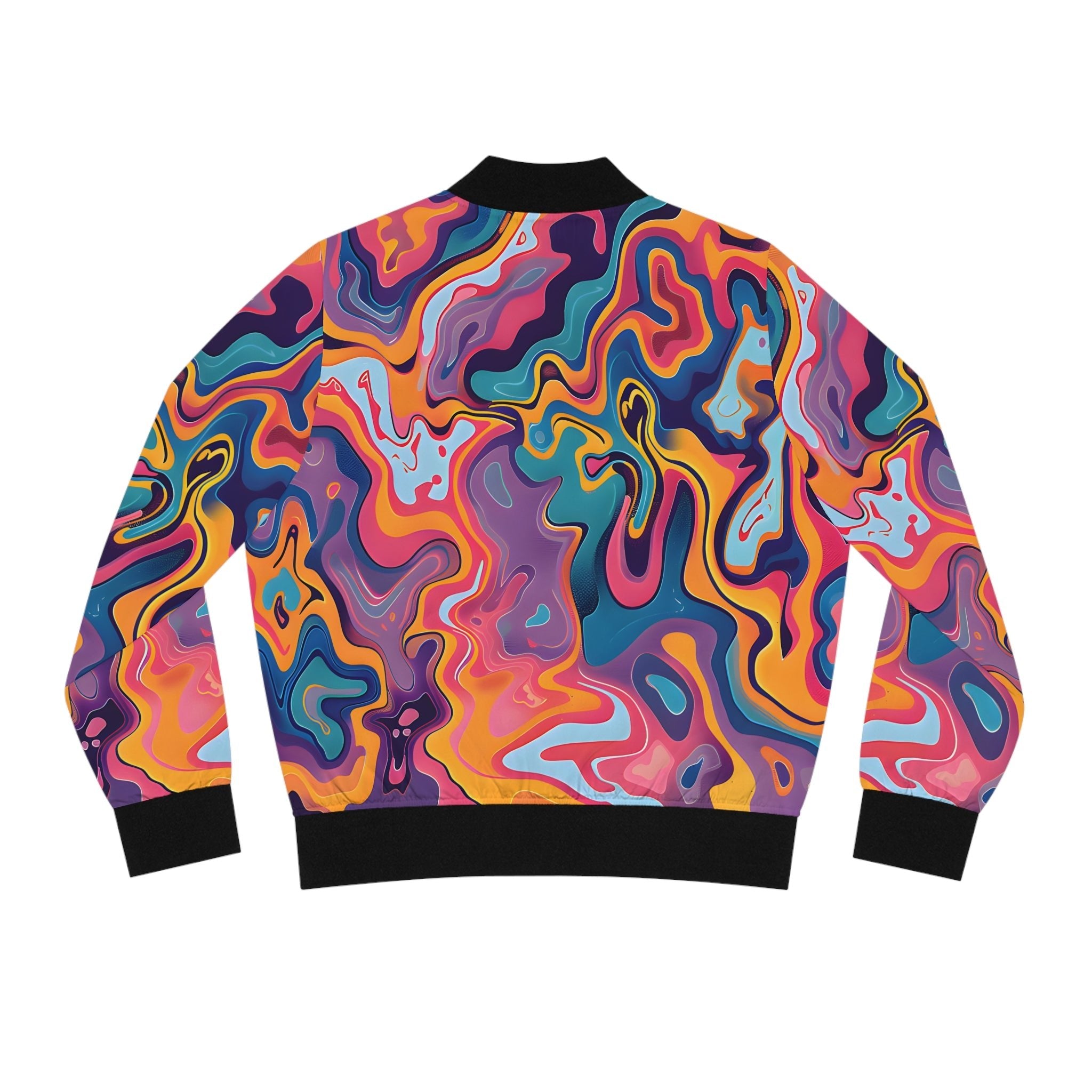 All Over Prints - Women's Psychedelic Peach Lilac Bomber Jacket - Acid Daddy