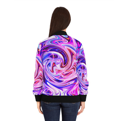 Bomber Jackets - Women's Psychedelic Purple Swirl Bomber Jacket - Acid Daddy