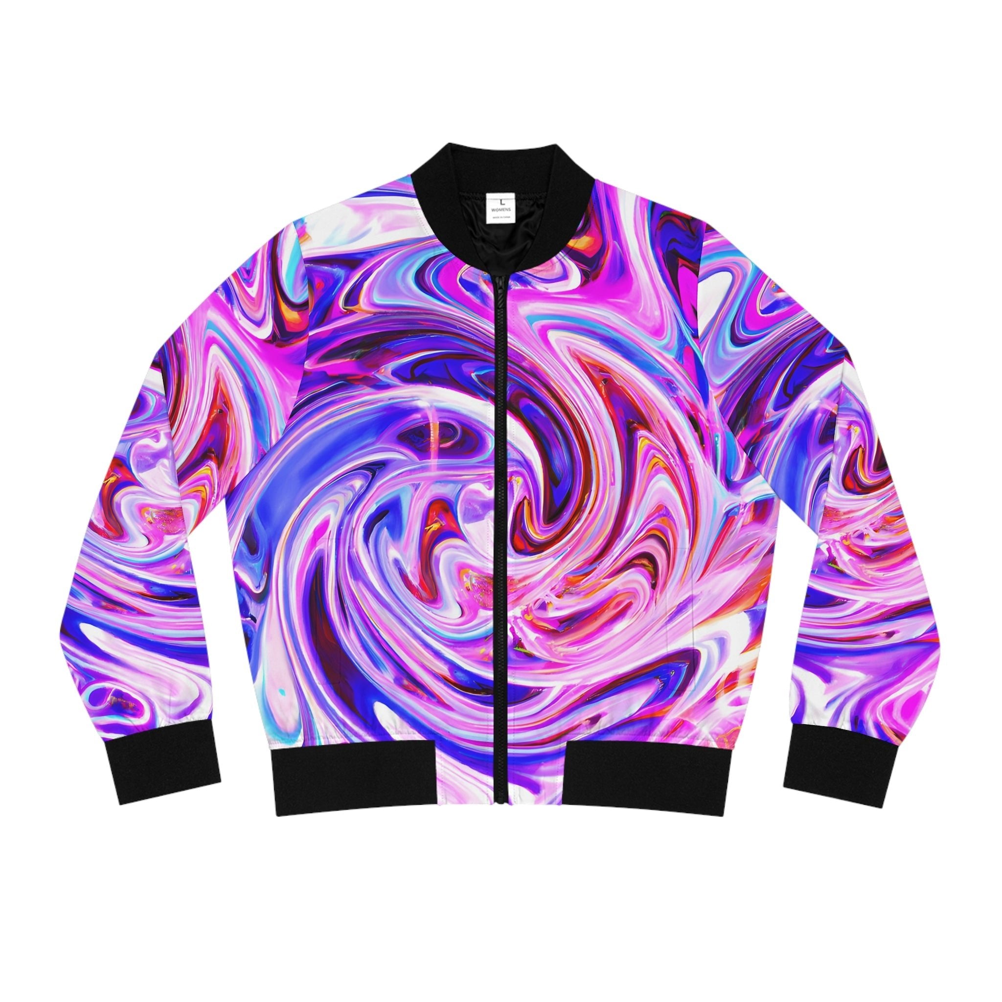 Bomber Jackets - Women's Psychedelic Purple Swirl Bomber Jacket - Acid Daddy