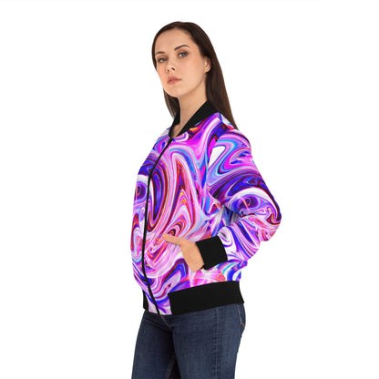 Bomber Jackets - Women's Psychedelic Purple Swirl Bomber Jacket - Acid Daddy