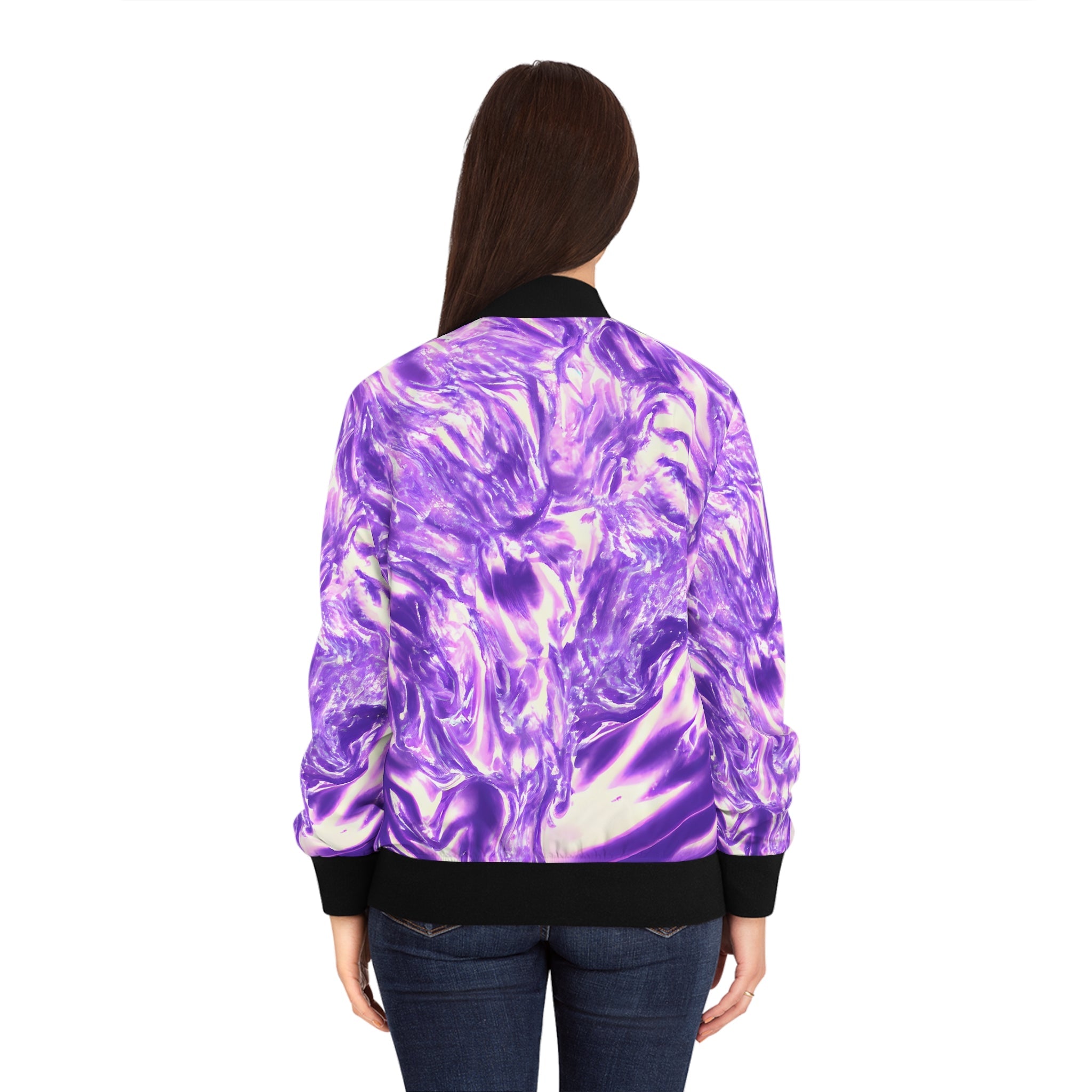 Bomber Jackets - Women's Vaporous Lavender Mist Bomber Jacket - Acid Daddy