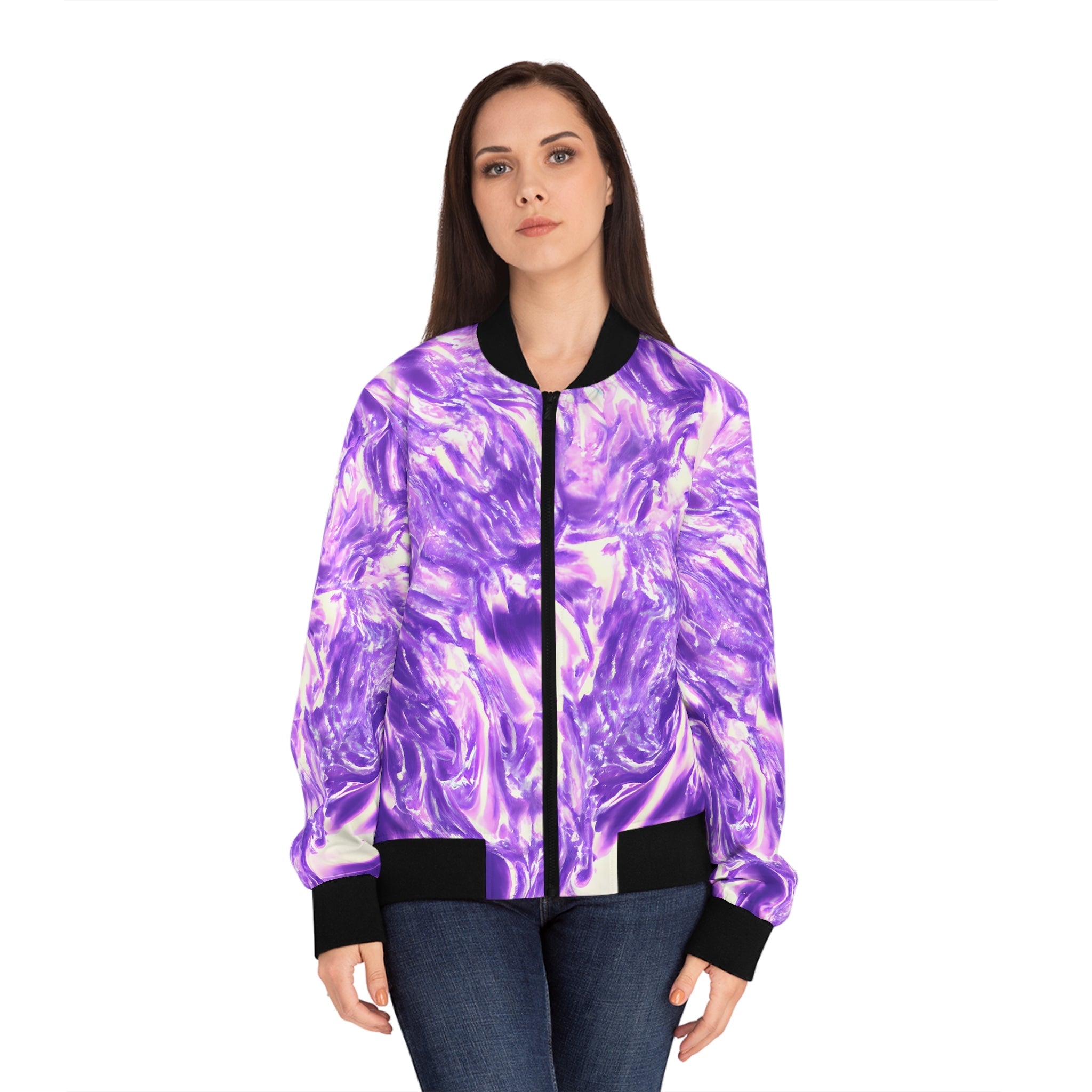 Bomber Jackets - Women's Vaporous Lavender Mist Bomber Jacket - Acid Daddy