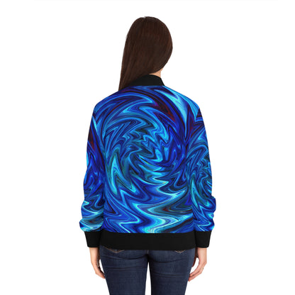 All Over Prints - Women's Vortex Blue Bomber Jacket - Acid Daddy