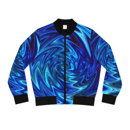 All Over Prints - Women's Vortex Blue Bomber Jacket - Acid Daddy