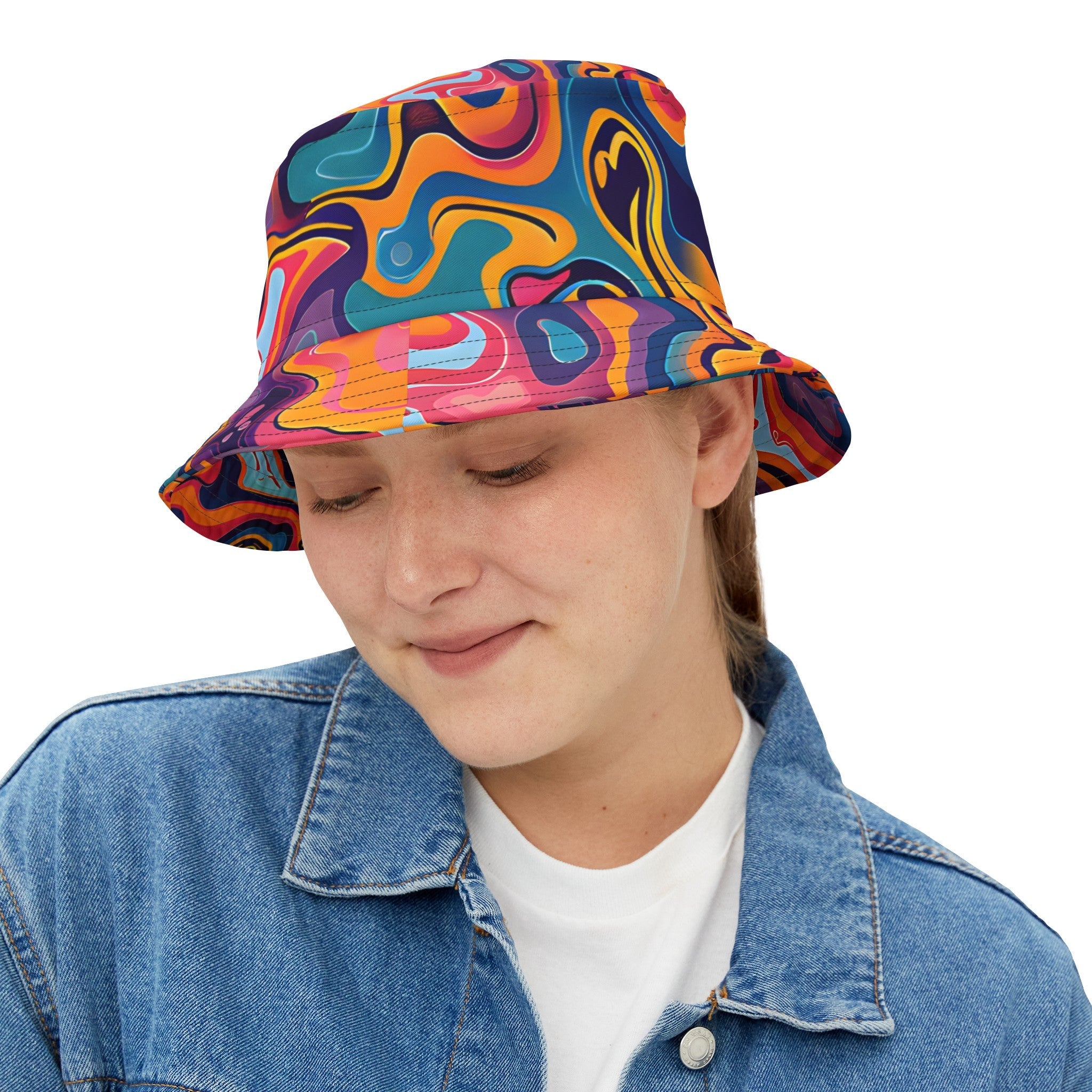 Bucket Hats - Psychedelic Peach Lilac Bucket Hat - Acid Daddy